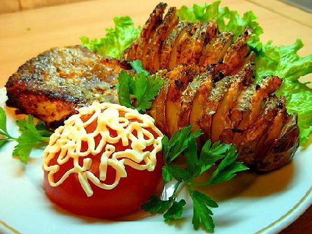 Блюда из картошки, Картошка-гармошка запеченная с грибной начинкой